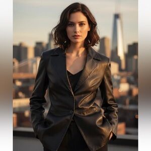 Mitsu New York Milan Paris Genuine Leather Jacket - Black - Size L - EUC